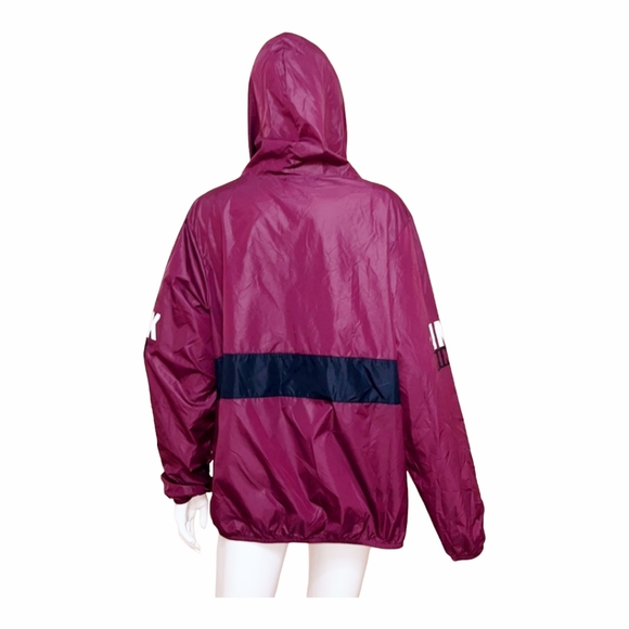 Pink Victoria Secret: Maroon Light Windbreaker Jacket w/ Hoodie Quarter Zipper M - Picture 6 of 7